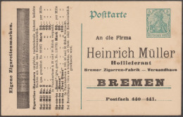 Allemagne 1912. Entier Postal Timbré 5 Pf Germania Deutsches Reich, Bremer Zigarren-Fabrik Heinrich Müller. Bagues En Or - Tabacco