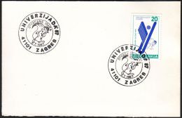 Yugoslavia 1987, Card W./ Special Postmark "Universiade In Zagreb 1987 - Opening Games", Ref.bbzg - Lettres & Documents