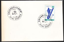 Yugoslavia 1987, Card W./ Special Postmark "Universiade In Zagreb 1987 - Tennis", Ref.bbzg - Briefe U. Dokumente