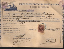 1936 FATTURA CORPO PILOTI PRATICI DEL PORTO DI NAPOLI - Sonstige & Ohne Zuordnung