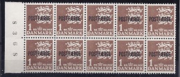 Denmark1949: Michel34 Block Of 10mnh** With Plate Number Cat.Value 25Euros($33+) - Paquetes Postales