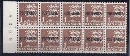 Denmark1949: Michel34 Block Of 10mnh** With Plate Number Cat.Value 25Euros($33+) - Paketmarken
