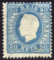 Portugal 1879 Definitives, King Luis I, 50r, Blue, MLH B.017 - Unused Stamps