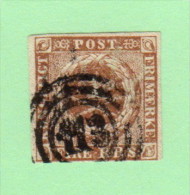 DEN SC #2b  Royal Emblems  4-margins (close @ B)  "113" (Altona) In Concentric Circles, CV $55.00 - Gebraucht