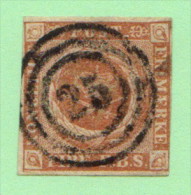 DEN SC #2b  Royal Emblems  3+ Margins  "25" (Horsholm) In Concentric Circles  Double FL@ LL, CV $55.00 - Gebraucht