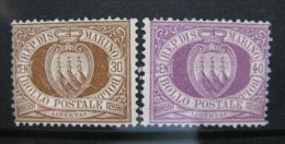 San Marino 1877 Definitives, National Coat Of Arms, 30c Brown, 40c Violet, MNG AM.079 - Unused Stamps