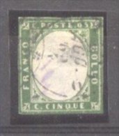 Italy Sardinia 1855 Definitives, King Viktor Emanuel II, 5c Emerald, Used AM.098 - Sardegna