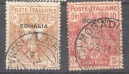 Italy Somalia 1916 Red Cross, 10+5C Pink, 20+5C Orange, Sass.19,21, Mi.20,22, Used AM.129 - Somalië