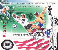 WORLD FOOTBALL CHAMPIONSHIP, 1994, USED BLOCK, ROMANIA - Other & Unclassified