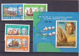 AMERICA`S DISCOVERY, CHRISTOROF COLUMB, MINT STAMPS AND BLOCK, 1992, ROMANIA - Ungebraucht