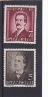 ROMANIAN POET, MIHAI EMINESCU, MINT STAMPS, MLH, MI 596- 597, 1939, ROMANIA - Nuevos