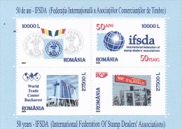 50 YEARS FROM INTERNATIONAL FEDERATION OF COMMERCIAL STAMPS ASSOCIATION, MI 5660,  BLOCK MINT, 2002, ROMANIA - Ongebruikt