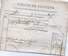 Facture Des FORGES De PONTENS  Du 11 Juin 1787 (rare Très Beau Document) (voir Les 2 Scans) - ... - 1799