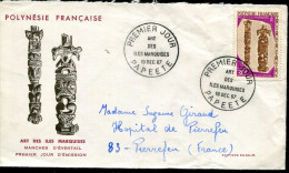 POLYNÉSIE - N° 57 ( MANCHE D'EVANTAIL, ARTS DES ILES MARQUISES ) / FDC DU 19/12/1967, CIRCULÉE  - TB - FDC
