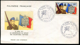 POLYNÉSIE - PA N° 47 ( 30 ANS DES VOLONTAIRES TAHITIENS ) / FDC DU 21/4/1971 - SUP - FDC