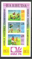 Barbuda 1974 Sport, Soccer, Footbal, Imperf. Sheet, MNH S.370 - Barbados (1966-...)