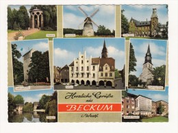 CPSM - BECKUM - Rathaus , Ehrenmal , Windmühle , Landratsamt , Stephanus Kirche - Elisabeth Hospital - Beckum