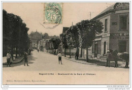 NOGENT Le  ROI,,,,,,, BOULEVARD De La  GARE   Et  LE  CHATEAU ,,,, ANIMEE ,,CAFE ,,, CHEVAL ,,,,,VOYAGE  ,,,BEAU  CACHET - Nogent Le Roi