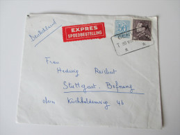 Belgien 1958 Expres Spoedbestelling Geneval - Stuttgart. Bahnpost . 4 Stempel - Briefe U. Dokumente