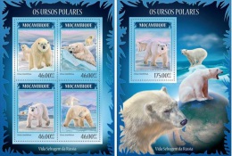 Mozambico 2014, White Bears, 4val In BF +BF - Arctische Fauna