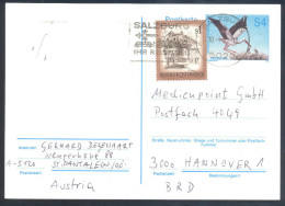 Austria Fauna Stork Störche 1997 Postal Stationary Card Stork Nest Stamp - Used Abroad With Additional Stamp - Ooievaars