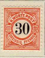 Wurtemberg (1881)  - 30 Pfennig Neuf* - Neufs