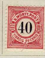 Wurtemberg (1881)  - 40 Pfennig Neuf* - Neufs