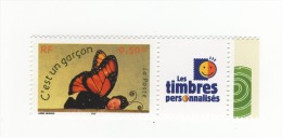 Timbre Personnalisé C'est Un Garçon YT 3635Aa Avec Logo TPP Et GOMME MATE . Voir Le Scan . Cote Maury N° 21 : 7 € . - Unused Stamps