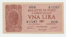 Italy 1 Lire 1944 UNC NEUF P 29a 29 A - Italia – 1 Lira