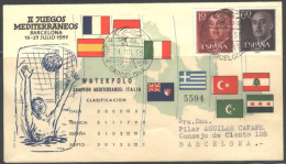 SPAIN - ESPANA -  2 MEDITERAN  GAMES  BARCELONA - WATERPOLO  - FDC - 1955 - Wasserball