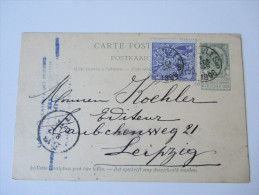 Belgien Ganzsache 1896 Mit Zusatzfrankatur Nach Leipzig. - Postcards 1871-1909