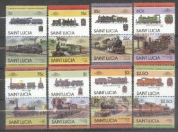 St. Lucia 1985 Trains 8 Pairs MNH S.563 - St.Lucia (1979-...)