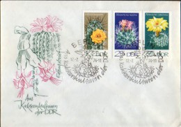 Germany / DDR, Flowers, Cactusses, Lobivia Haageana, Neoporteria Rapifera, Notocactus Concinnus,  Fdc - Sukkulenten