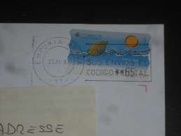 LETTRE ESPAGNE ESPANA AVEC YT DISTRIBUTEUR 15 - NATURE SOLEIL FEUILLE MER OCEAN VAGUE - EMPURIA BRAVA - - Briefe U. Dokumente