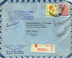 1957  Lettre  Avion Recommandée  Pour La France  Fleurs 8F, 20F - Storia Postale