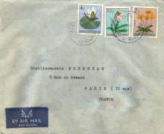 1957  Lettre  Avion De Goma  Pour La France  Fleurs 0,50F, 4F, 7F - Covers & Documents