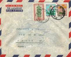 1957 Lettre  Avion De Paulis   Pour La France  Masques 2,50F, Fleurs 0,5F, 7F - Covers & Documents