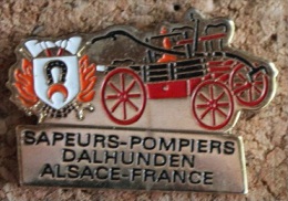 SAPEURS POMPIERS DALHUNDEN - ALSACE - FRANCE - VIEUX VEHICULE       -  (BRUN) - Pompieri