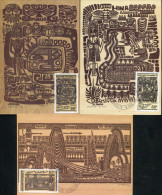 POLYNÉSIE - N° 347 A 349 ( LEGENDES POLYNÉSIENNES ) / 3 CARTES MAXIMUM OBL. DU 6/12/1989 - TB - Maximum Cards