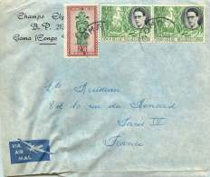 1956   Lettre Avion De Goma   Pour La France   Baudouin 3f X2, Masques 2,50f - Covers & Documents