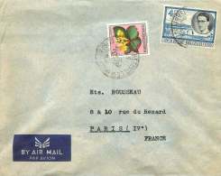 1956   Lettre Avion D'Elisabethville    Pour La France   Baudouin 4,50f, Fleurs 3f - Briefe U. Dokumente