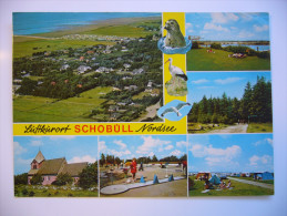 Germany: Luftkurort Schobüll Nodrsee - Luftaufnahme, Kirche, Minigolf, Camping - 1989 Used - Husum