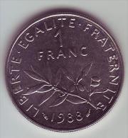 1 Franc Semeuse Nickel - 1988 - SUP/SPL - 1 Franc