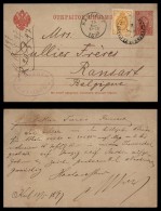 Russia 1897 Postal History Rare Postcard Uprated Postal Stationery Kalisch To Ransart Belgium D.183 - Interi Postali