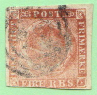 DEN SC #2b  1851 Royal Emblems  W/fading, CV $55.00 - Oblitérés