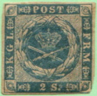 DEN SC #3 MH  1855 Royal Emblems  W/in At LR CNR + HR From Old-style Hinge (shown), CV $75.00 (H) - Unused Stamps