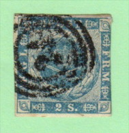 DEN SC #3  1855 Royal Emblems  3 Margins  "21"?  (Friedrichstad) In Concentric Circles, CV $60.00 - Gebraucht