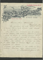 Papier En-tête 1893 Bonneterie Fantaisie Zurich - Enge  -modéle 1 - Suiza