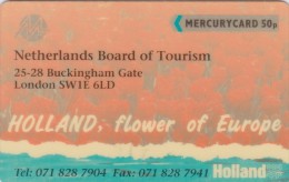 Mercury, MER172, Netherlands Board Of Tourism, Flowers, 2 Scans.  20MERA/W - [ 4] Mercury Communications & Paytelco