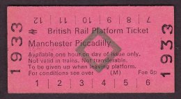BR Railway Edmondson Platform Ticket Manchester Piccadilly - Europe
